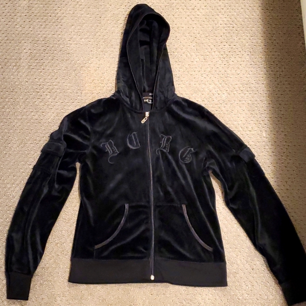 NEW BCBG Black VELVET FEEL ladies hoodie. NEW
